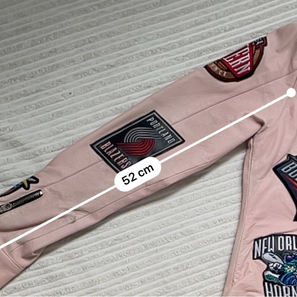 Jeff Hamilton NBA All Teams Patchwork Pink Leather Jacket - Picture 10 of 10